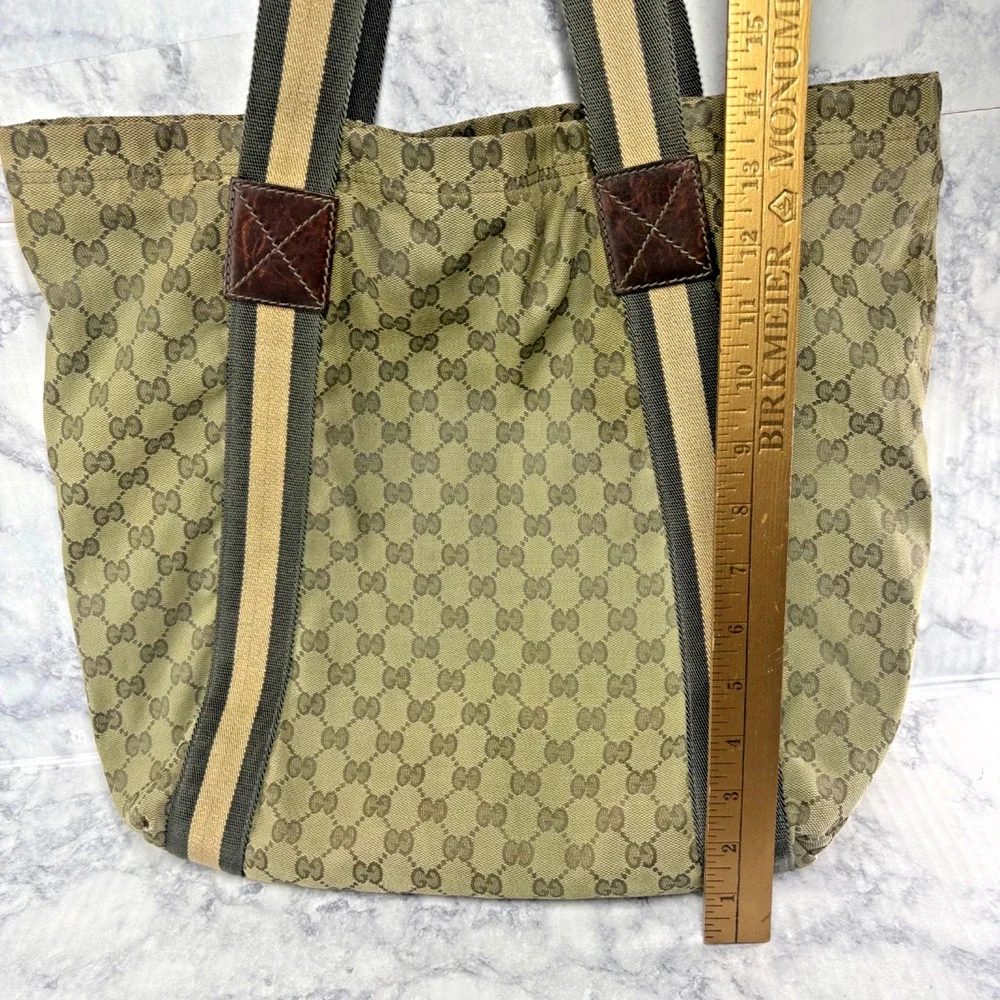Rare Green Gucci Tote Bag Large GG Canvas Baby School Teacher Sports Travel City